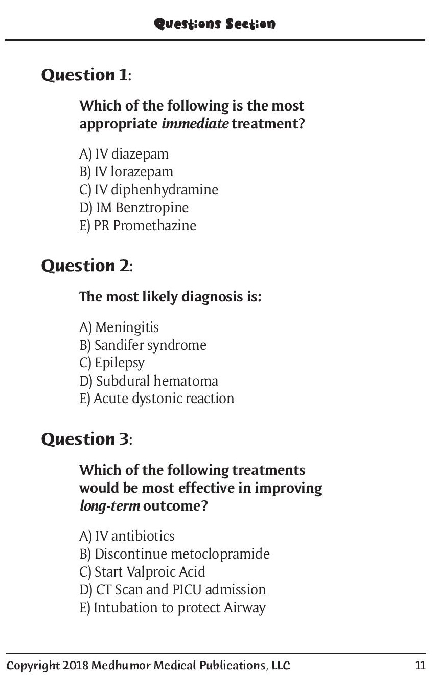 Pediatric Board Review Questions 2020 Multiple Choice